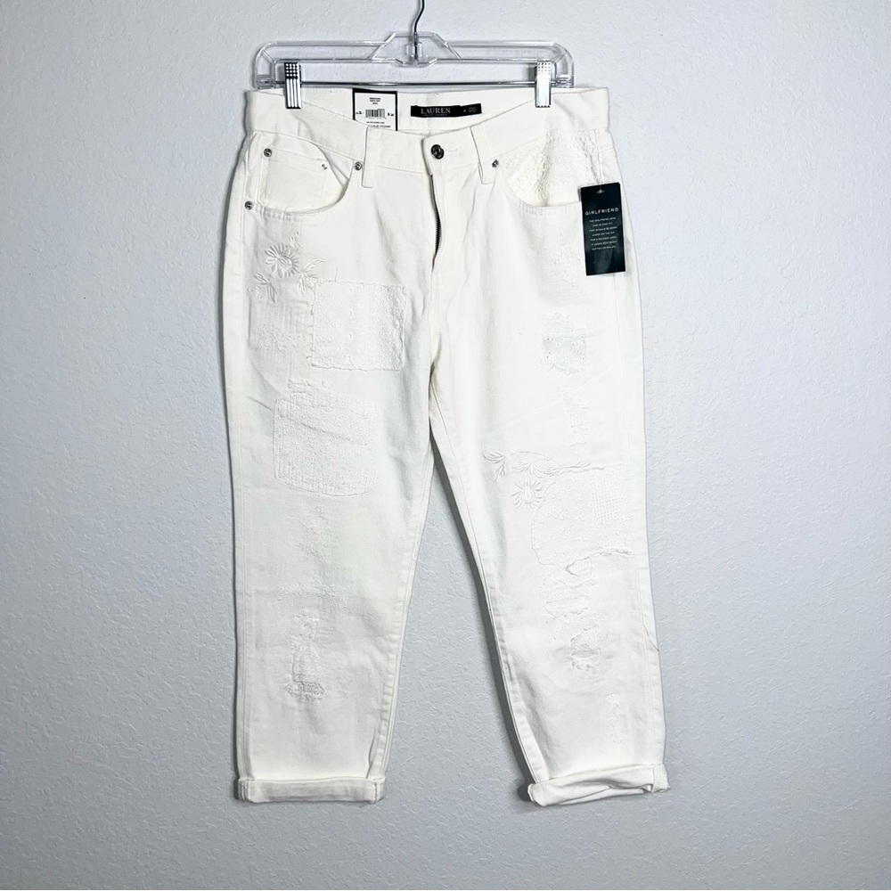 Lauren Ralph Lauren Girlfriend Jeans Women’s 8 Patchwork Embroidered Boyfriend